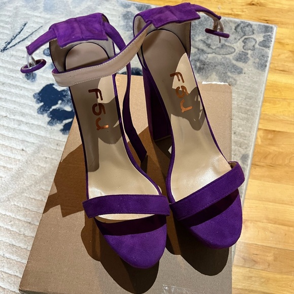COPY - FSJ Purple Platform Suede Heels - Picture 7 of 10